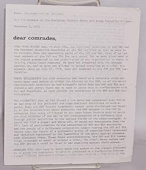 Imagen del vendedor de Dear comrades.[Leaflet on the 1974 expulsion of the Tendency from the SWP, addressed to people still in the Party] a la venta por Bolerium Books Inc.