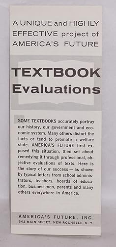 Imagen del vendedor de A unique and highly effective project of America's Future: Textbook Evaluations a la venta por Bolerium Books Inc.