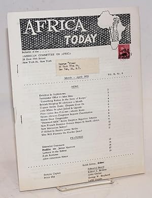 Imagen del vendedor de Africa today: bulletin of the American Committee on Africa; vol. II, no. 6; March-April 1955 a la venta por Bolerium Books Inc.