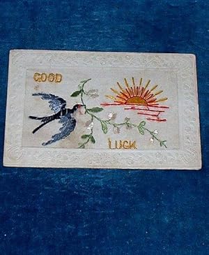 Silk embroidered post card