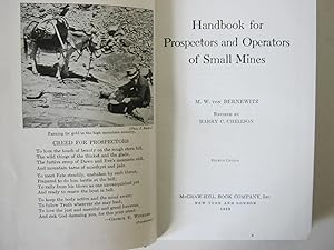 Immagine del venditore per Handbook for Prospectors and Operators of Small Mines venduto da Wylie Books