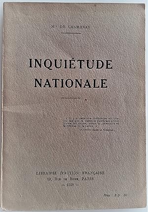 Seller image for INQUITUDE NATIONALE. [Prface du Commandant de Maistre]. for sale by Jean-Paul TIVILLIER