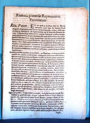 Romana Primogenitura, Pecuniaria, Praetensae Reportationis.