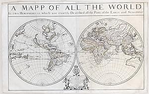 A Mapp of all the World in two Hemispheres in which are exactly described all the parts of the Ea...