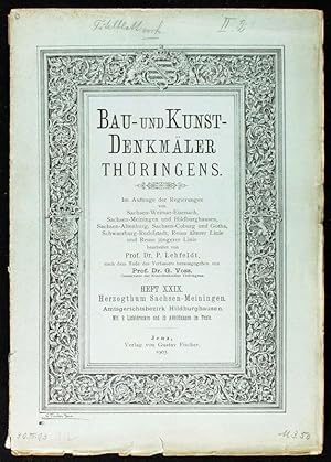 Bild des Verkufers fr Bau- und Kunst-Denkmler Thringens. Heft XXIX (=Teil II, Band 2, Lieferung 1): Herzogthum Sachsen-Meiningen. 2. Band: Kreis Hildburghausen, 1. Lieferung: Amtsgerichtsbezirk Hildburghausen. Mit 2 Lichtdrucken und 12 Abbildungen im Text. zum Verkauf von Antiquariat Stefan Wulf