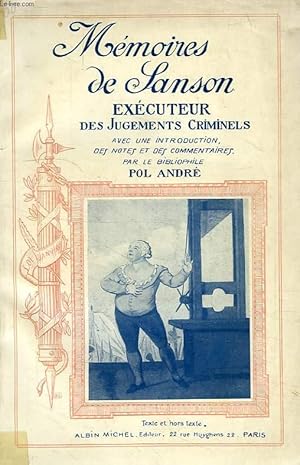 Imagen del vendedor de MEMOIRES DE SANSON, EXECUTEUR DES JUGEMENTS CRIMINELS a la venta por Le-Livre