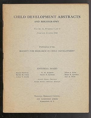 Bild des Verkufers fr CHILD DEVELOPMENT ABSTRACTS AND BIBLIOGRAPHY zum Verkauf von Between the Covers-Rare Books, Inc. ABAA