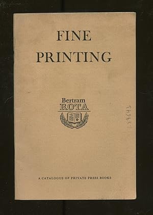 Imagen del vendedor de Fine Printing a la venta por Between the Covers-Rare Books, Inc. ABAA