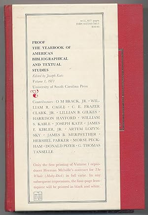 Seller image for Proof: The Yearbook of American Bibliographical and Textual Studies: Volume I, 1971 for sale by Between the Covers-Rare Books, Inc. ABAA