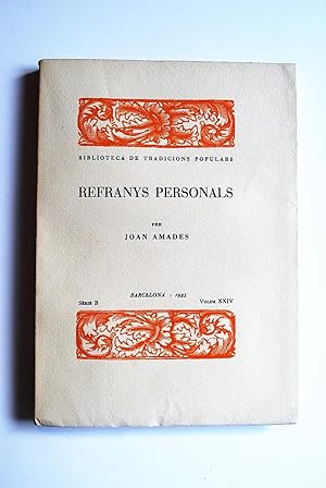 Seller image for Refranys Personals. for sale by BALAGU LLIBRERA ANTIQURIA