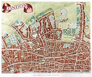 LONDON / CITY OF LONDON, 1658. Facsimile of central section of Faithorne and Newcourts map of ...