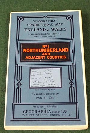 Seller image for Geographia" 10 Sheet Contour Road Map of England. Sheet 1 Northumberland and Adjacent Counties. Scale 3 miles to 1 inch. for sale by Bristow & Garland
