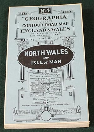 Seller image for Geographia" 10 Sheet Contour Road Map of England. Sheet 4, North Wales and Isle of Man. Scale 3 miles to 1 inch. for sale by Bristow & Garland