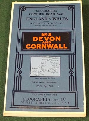 Seller image for Geographia" 10 Sheet Contour Road Map of England. Sheet 8, Devon & Cornwall. Scale 3 miles to 1 inch. for sale by Bristow & Garland