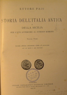 Storia dell'Italia antica e della Sicilia per l'età anteriore al periodo romano