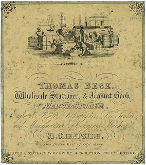 Account Book Label Advertising for Thomas Beck, Wholesale Stationer, & Account Book Manufacturer,...