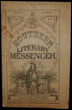 Image du vendeur pour THE SOUTHERN LITERARY MESSENGER. OCTOBER, 1861; NO.4 (Confederate Imprint) mis en vente par BLACK SWAN BOOKS, INC., ABAA, ILAB