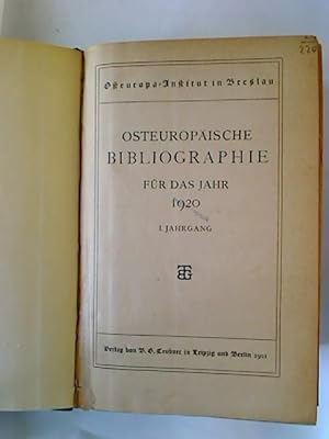 Osteuropäische Bibliographie für das Jahr 1920 - 1922 = 1. - 3. Jg.