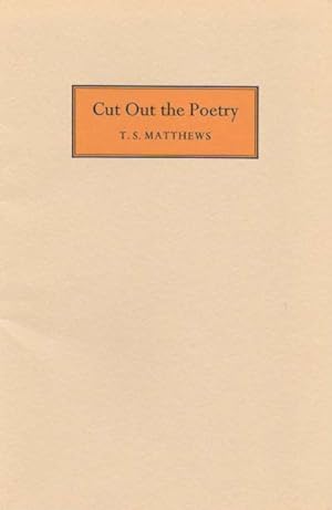 Seller image for CUT OUT The POETRY for sale by Tavistock Books, ABAA