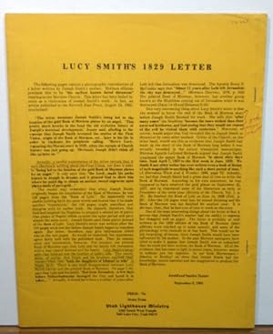 Seller image for LUCY SMITH'S 1829 LETTER for sale by RON RAMSWICK BOOKS, IOBA
