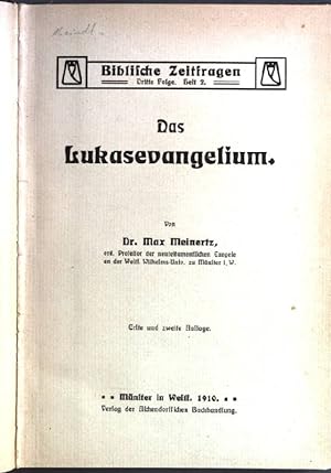 Seller image for Das Lukasevangelium Biblische Zeitfragen; 3. Folge, Heft 2 for sale by books4less (Versandantiquariat Petra Gros GmbH & Co. KG)