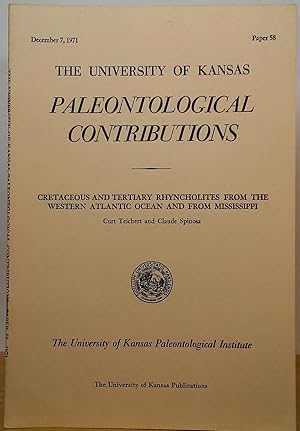 Immagine del venditore per Cretaceous and Tertiary Rhyncholites from the Western Atlantic Ocean and from Mississippi (The University of Kansas Paleontological Contributions - Paper 58; December 7, 1971) venduto da Stephen Peterson, Bookseller