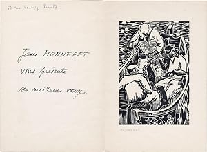 Jean Monneret : carte de voeux pour l'année 1959 et gravure Originale