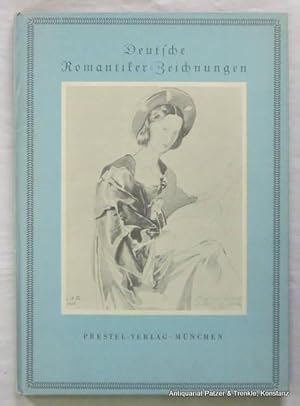 Imagen del vendedor de Deutsche Romantiker-Zeichnungen. Mnchen, Prestel, 1942. Gr.-8vo. (25 : 18 cm). XVI S. Erluterungen u. 52 Tafelseiten (davon 4 farbig). Illustrierter Orig.-Pappband; Rcken an den Gelenken gering berieben. a la venta por Jrgen Patzer