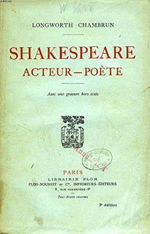 Imagen del vendedor de Shakespeare acteur-pote a la venta por JLG_livres anciens et modernes