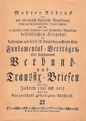 Wahrer Abdruck der auf allerhöchst-kaiserliche Verordnung vom 6ten April laufenden 1784ten Jahres...