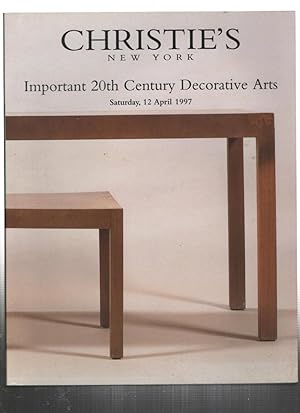 Important 20th Century Decorative Arts: Saturday 12 April 1997
