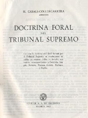 Image du vendeur pour DOCTRINA FORAL DEL TRIBUNAL SUPREMO mis en vente par Librera Raimundo