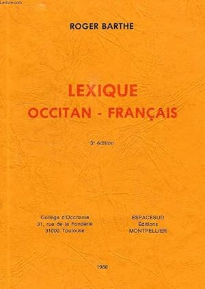 Seller image for LEXIQUE OCCITAN-FRANCAIS for sale by Le-Livre