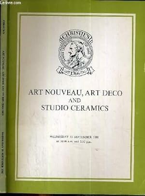 Seller image for CATALOGUE DE VENTE AUX ENCHERES - LONDON - LONDON - ART NOUVEAU - ART DECO AND STUDIO CERAMICS - 23 SEPTEMBER 1981 / TEXTE EN ANGLAIS. for sale by Le-Livre