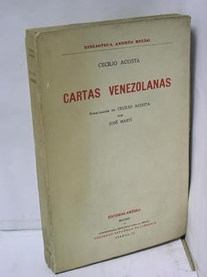 Imagen del vendedor de CARTAS VENEZOLANAS. Apreciacin de Cecilio Acosta por Jos Mart a la venta por LIBRERIA  SANZ