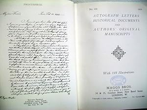 Autograph Letters Historical Documents and Authors' Original Manuscripts. With 119 Illustrations....