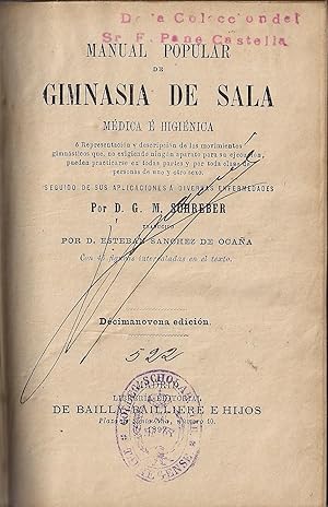 Bild des Verkufers fr Manual popular de gimnasia de sala mdica e higinica zum Verkauf von Libreria Sanchez