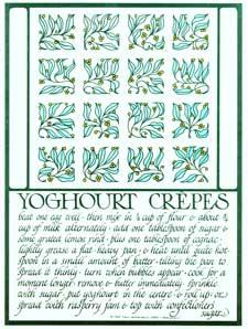 Seller image for Yoghourt (i.e. yogurt) Crepes from Thirty Recipes Suitable for Framing. for sale by Wittenborn Art Books