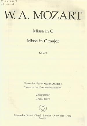 W.A. Mozart - Missa in C - Missa in C major - KV 258 - Chorpartiture / Choral Store