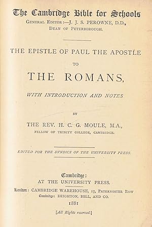 Immagine del venditore per THE EPISTLE OF PAUL THE APOSTLE TO THE ROMANS venduto da Librera Torren de Rueda