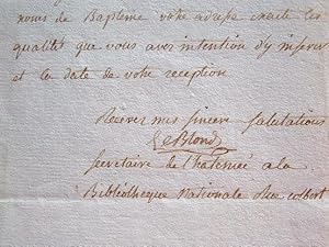 Seller image for Lettre de l'inventeur du mtre, le mathmaticien Auguste Savinien Leblond. for sale by Traces Ecrites