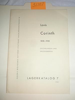 Image du vendeur pour Lovis Corinth, 1858-1925 : Zeichnungen Und Druckgraphik (Lagerkatalog, 7) mis en vente par RogerCoyBooks