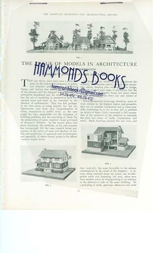 Seller image for Article: Value of Models in Architecture; Illustrated by Photographs of Models Made by the Author for sale by Hammonds Antiques & Books