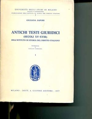 Imagen del vendedor de Antichi Testi Giuridici (Secoli XV-XVIII) Dell'Istituto Di Storia Del Diritto Italiano [Volume 1] a la venta por Orca Knowledge Systems, Inc.