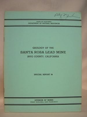 Bild des Verkufers fr GEOLOGY OF THE SANTA ROSA LEAD MINE, INYO COUNTY CALIFORNIA; SEPCIAL REPORT 34, MAY 1953 zum Verkauf von Robert Gavora, Fine & Rare Books, ABAA