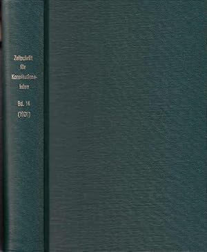 Imagen del vendedor de Vierzehnter (14.) Band 1928. Zeitschrift fr Konstitutionslehre. Reihentitel: Zeitschrift fr die gesamte Anatomie hrsgg. Von Julius Tandler, F. Chvostek, H. Braus, E. Kallius und F. Martius / Frher: Zeitschrift fr angewandte Anatomie und Konstitutionslehre herausgegeben von J. Tandler, A. Frhr. Von Eiselsberg, A. Kolisko und F.Martius. / Ab 1936: Zeitschrift fr Menschliche Vererbungs- und Konstitutionslehre hrsgg. Von G. Just und K.H. Bauer, ab 1949 als Organ der Gesellschaft fr Konstitutionsforschung herausgegeben von K.H. Bauer, G. Just und E. Kretschmer. a la venta por Antiquariat Carl Wegner