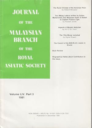 Bild des Verkufers fr Journal of the Malaysian Branch, Royal Asiatic Society. Volume LIV, Part 3, 1981 (No. 241). zum Verkauf von Asia Bookroom ANZAAB/ILAB