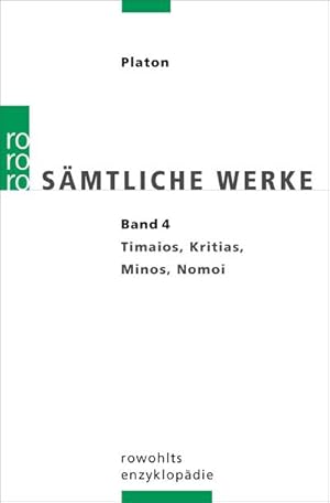 Bild des Verkufers fr Smtliche Werke 04 : Timaios, Kritias, Minos, Nomoi zum Verkauf von AHA-BUCH GmbH