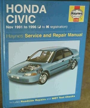 Image du vendeur pour Haynes Service and Repair Manual : Honda Civic Nov 1991 to 1996 (J to N registration) mis en vente par Chapter 1