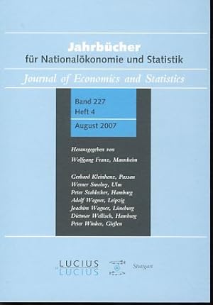 Seller image for Jahrbcher fr Nationalkonomie und Statistik / Journal of Economics and Statistics Band 227, Heft 4, 2007. for sale by Fundus-Online GbR Borkert Schwarz Zerfa